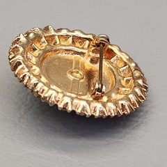 Vintage Rhinestone Brooch Round Domed 1 3/8″