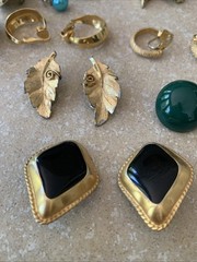Costume Jewelry Vintage Clip On Earrings Stones Gold & Silver Tone 14 Pairs