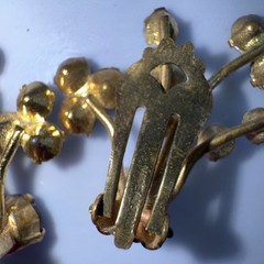 Vintage Earrings Aurora Borealis Rhinestone & Gold-Tone Clip-On, Made In Austria
