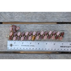 Lisner Thermoset Bracelet Earrings Set Brown Caramel Gold Tone Vintage 1950s