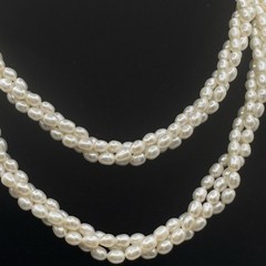 Vintage Rice Pearl Necklace Endless Strand 3 Rows Torsade 30 Inches Classic