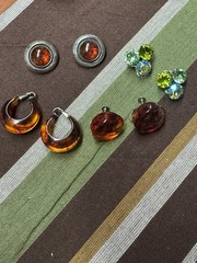 Vintage Multicolor Clip-On Earrings Lot Metal Plastic Glass