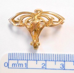 14K Yellow Gold Art Nouveau Style Pendant Pocket Watch Holder Brooch 29x21mm