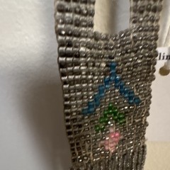 Antique Handmade Beaded Glass Fringe Necklace Silver Pink Blue Green Pre-1920