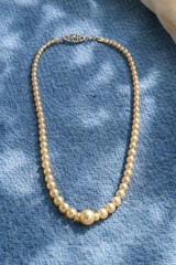 Vintage 15” Pearl Necklace Child 10K White Gold Clasp Graduated Hand Knotted