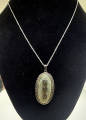 Vintage Sterling Silver 20″ Necklace w/ Jade Pendant 福禄寿 Chinese Blessing 11.1g