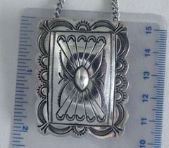 UNISEX NAVAJO STERLING NECKLACE MONEY CLIP PENDANT, 2 INCHES PEND, 18 INCH CHAIN