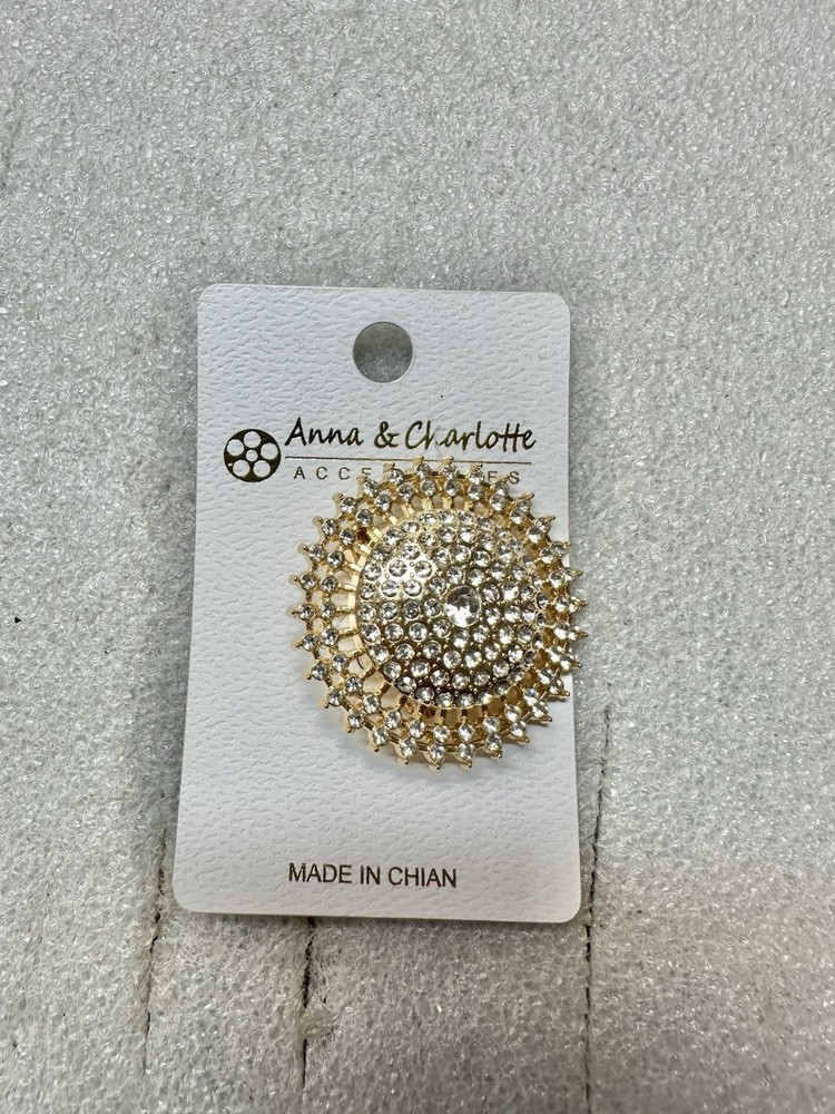 ANNA Charlotte Blinged Rhinestone Golden Domed Brooch
