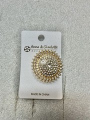 ANNA Charlotte Blinged Rhinestone Golden Domed Brooch