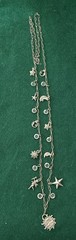 Vintage Silver 36” Celestial Necklace Sun Moon Stars Cupid Bevel Set Crystals