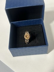 Vintage Orange Cubic Zirconia Ring Gold Plated Womens Size 5
