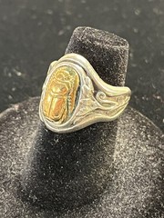 Vintage Sterling Silver Gold Tone Scarab Beetle Ring Size 5 Han Zup– 3077