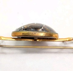 B.A. Ballou Horse Head Bar Pin Brooch Reverse Painted Essex Crystal Type 3-1/8″
