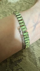 Vintage Pale Green Crystal Bracelet. Delicate Design For Small Wrists 6.75 Inch