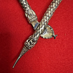Vintage Signed DL Auld Silver Mesh Snake Lariat Choker Necklace