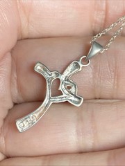 VTG Lightweight 925 Sterling Silver Cross Heart Pendant & 18″ Chain Necklace