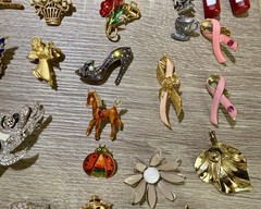 Vintage to Now Costume Jewelry Brooch Pin Lot 50 Pc Rhinestone Cat Enamel Flower