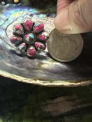 925 Sterling Silver Cotton candy turquoise Flower Cluster ring adjustable