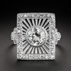 Starburst Art Deco Style Lab Created Diamond Engagement 14K White Gold FN Ring