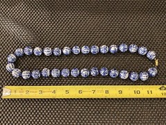 Vintage Chinese Export Blue White Large Porcelain Beaded Necklace Filigree Clasp