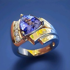 Original EARTH MINED TANZANITE DIAMOND Engagement Ring 14K GOLD Design Solitaire