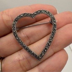 Vintage Sterling Silver Brooch Pin .925 Marcasite