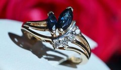 14k yellow gold size 4 ring 0.42ct natural, treated sapphire diamond 2.50g N363K