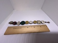 bracelet antique handmade 7″ long watch faces copper hardware ooak