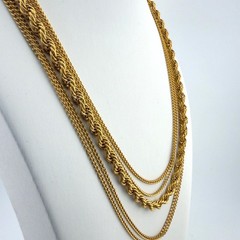 Vintage Multi Strand Gold Tone Necklace Goldette Layered Chains 20″