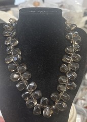 Vintage Gray Smoky Quartz Bead Necklace 17”