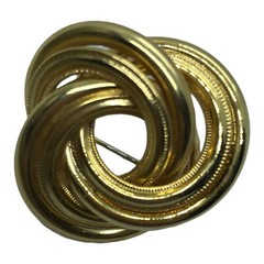 Vintage Brooch Lot 5 Piece Gold Tone Spiral Pins Love Knot Mod Geo Retro 3-D
