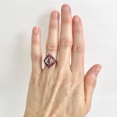 Vintage Tourmaline Diamond Pyramid Cocktail Ring 14K Yellow Gold, 4.21 Grams