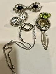 Romantic Victorian Style Silvertone & 925 Jewelry Lot (15)