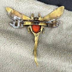 Vintage Dragonfly Brooch Gold Tone Insect Old
