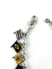 State/Colony Flags Charm Bracelet | 15 Charms | Silver Tone | 7.5″ | NOS