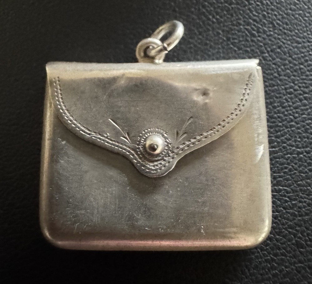 Antique Sterling silver english 1916 stamp holder envelope necklace Pendant