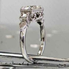 Art Deco Vintage VVS1 Lab Created Diamond 14K White Gold Finish Engagement Ring