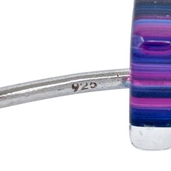 Ball Tip Cuff Bracelet | Purple Glass Charm | Vintage Sterling Silver 925 | 6.5″