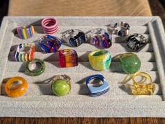 40+ Vintage Bakelite Lucite Etc plastic ring collection! Many sizes & designs!