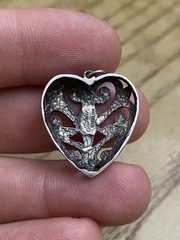 Vintage Jezlaine Sterling Silver 925 Floral Open Work Heart Pendant