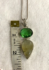 VTG Sterling Silver – INDIA Prehnite & Peridot Necklace Pendant 24 inch