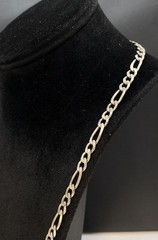 Sterling Silver 925 Figaro Chain Necklace 23″ 5mm 23.9g