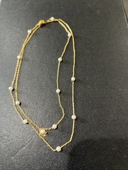 Nolan Miller Necklace Faux Pearl Gold Tone Chain Signed 30 In