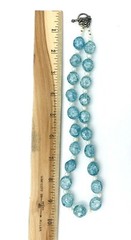 Vintage Blue Crackle Glass Cultured Pearl Bead Necklace 19″