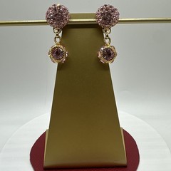 Vintage Sparkling BLANCA Clip on Pink Rhinstones Dangle Earrings. See pics.