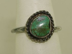 VINTAGE OLD PAWN STERLING SILVER & TURQUOISE RING! SZ 6