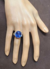 Vintage 18k Platinum Engagement Ring 10.41CT.Natural Cushion Blue Sapphire GIA