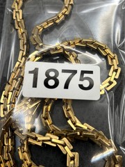 Monet 80s Heavy Thick Long 32″ Opera Gold Tone Box Modernist Link Chain Necklace