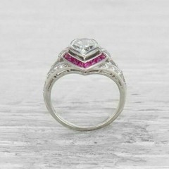 2CT Pear Cut Lab Created Diamond Art Deco Halo Ring 14K Gold Over Vintage Style