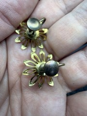 Vintage Rhinestone Screw Back Earrings Gold Tone Purple Stones